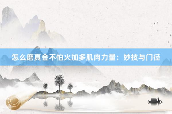 怎么磨真金不怕火加多肌肉力量：妙技与门径